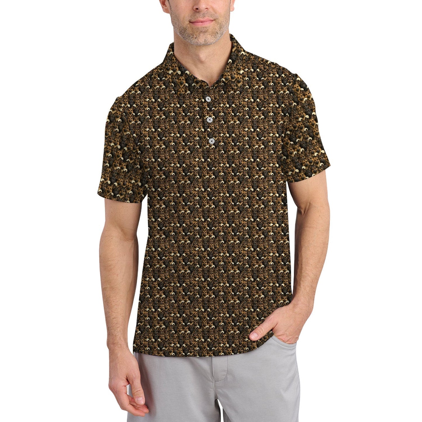 German Shepherd Dog Pattern Golf Shirt, Funny German Shepherd Golf Shirt For Dog Lovers, Golf Gift For Golfers