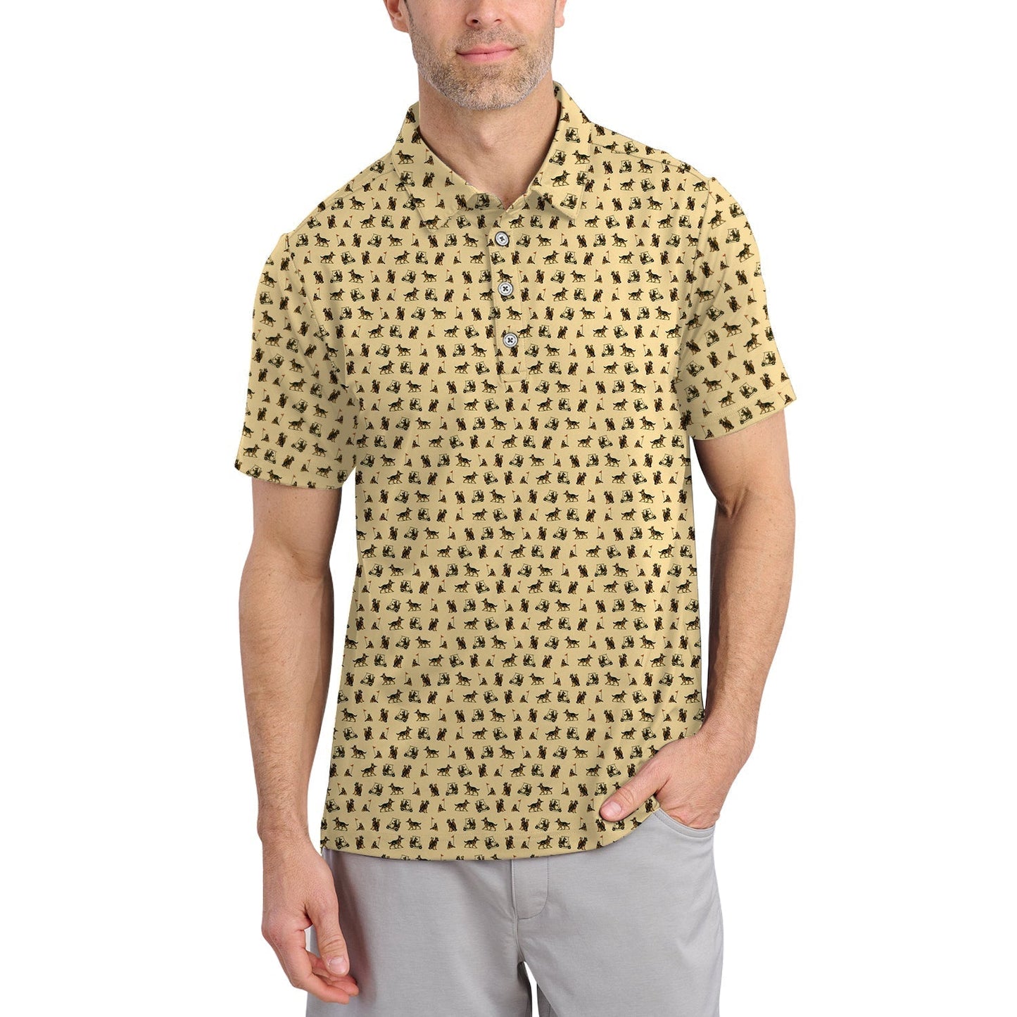 German Shepherd Golf Shirt For Men, Funny Pattern Golf Shirt, Dog Golf Shirt