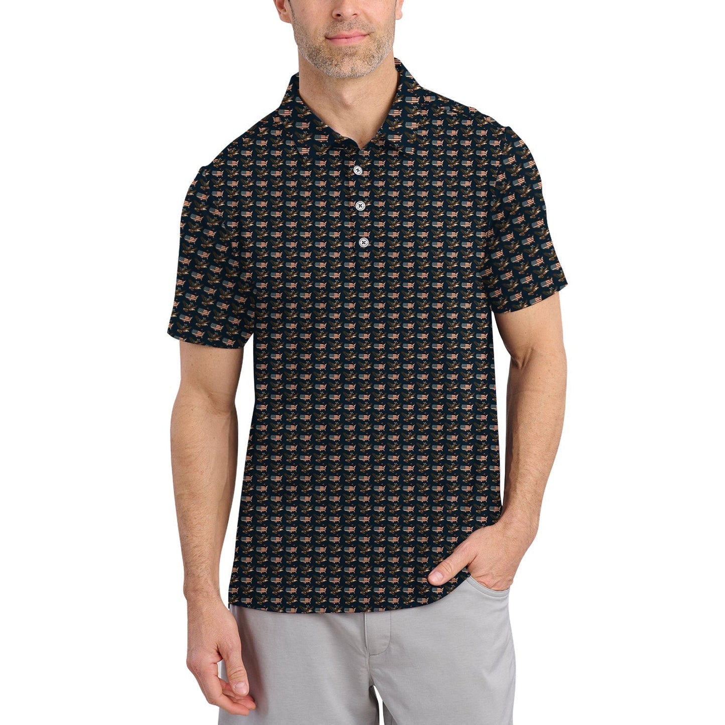 Pattern Golf Shirt For Men - America Golf Shirt For Golfers - Crazy Golf Shirt