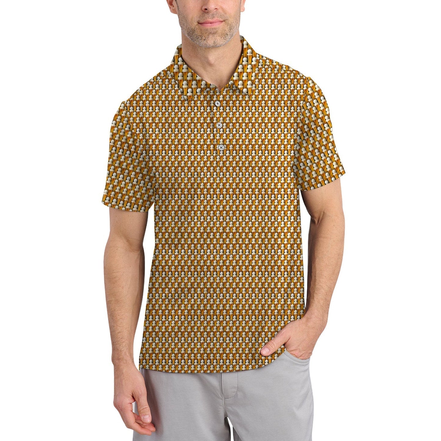 Golf And Beer Pattern Shirts, Funny Golf Shirt For Men, Crazy Golf Polos