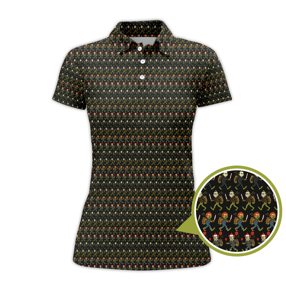 Halloween Golf Shirt, Grinch Halloween Pattern Golf Shirt, Crazy Golf Shirt For Men