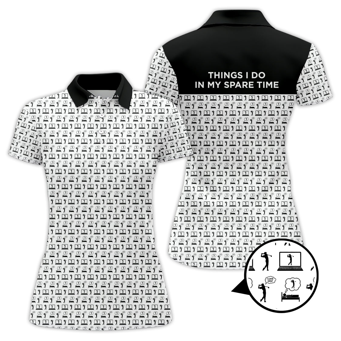 Funny Golf Shirt For Men, "Things I Do in My Spare Time " Shirts, Pattern Golf Polos, Best Gifts For Golfers