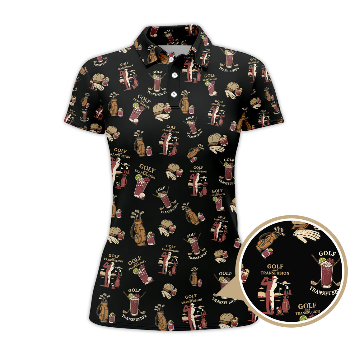 Transfusion Golf Shirt, Golf Transfusion Drink Pattern Polos, Men's Golf Shirts