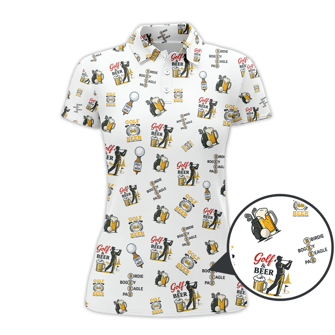 Golf and Beer Pattern Polos For Men, Funny Golf Shirt, Golf Gifts For Golfers