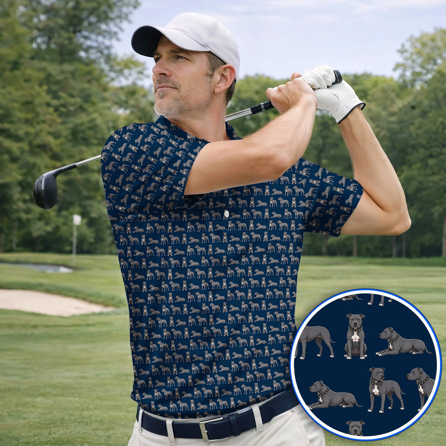 Cane Corso Golf Polos, Cane Corso Pattern Golf Shirt for Dog Lovers, Golf Gift For Golfer