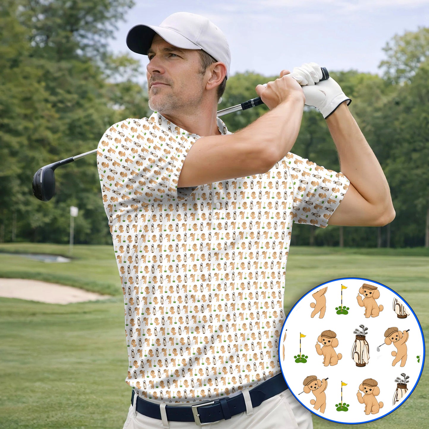 Toy Poodle Pattern Golf Polos, Funny Poodle Golf Polos, Golf Gift For Dog Lover