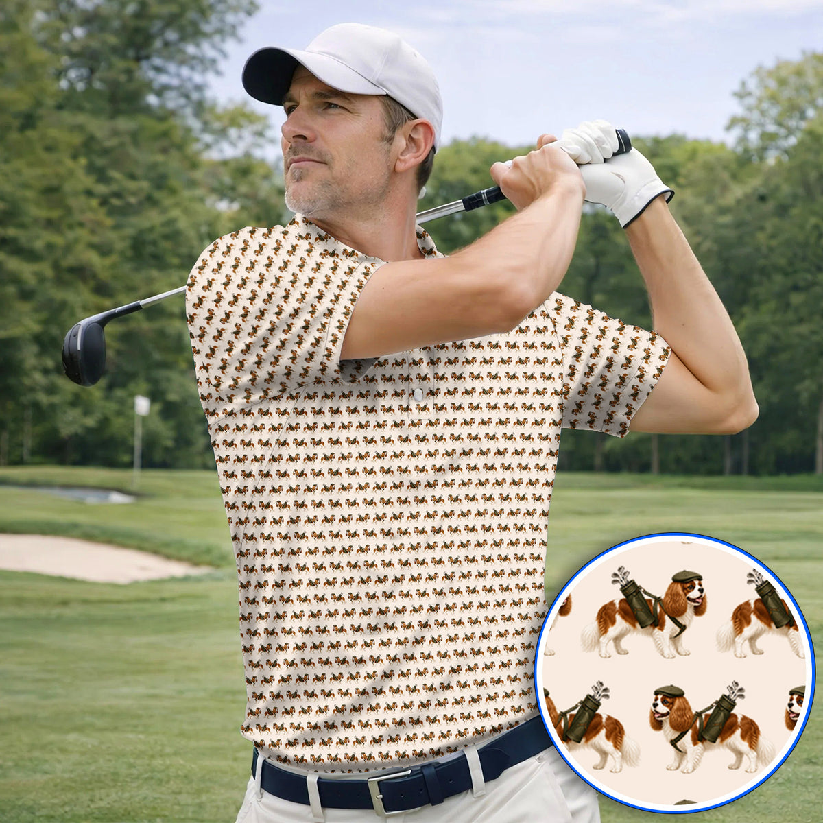 Cavalier King Charles Spaniel Golf Polos, Funny Cavalier Golf Shirt, Golf Gift For Dog Lovers