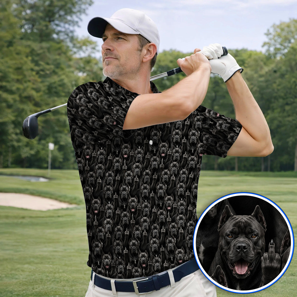 Funny Cane Corso Pattern Golf Shirt, Black Cane Corso Golf Polos for Golfer, Golf Gift for Dog Lovers
