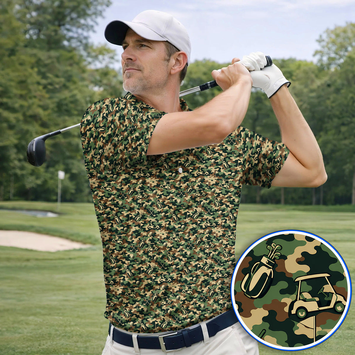 Veteran Golf Polos, Camo Pattern Golf Shirt, Crazy Golf Gift For Golfers