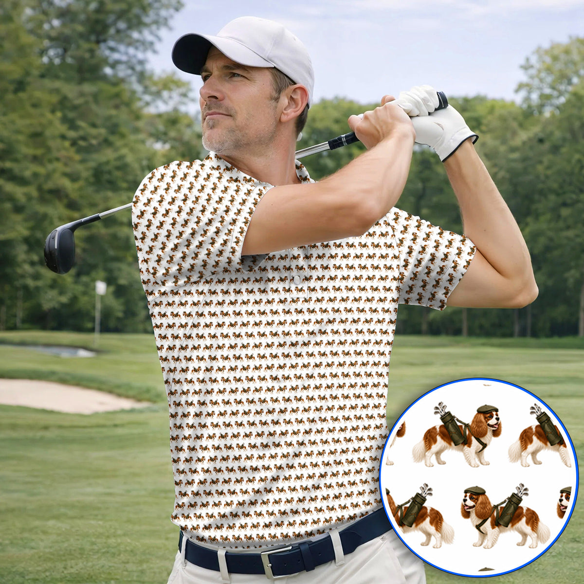 Cavalier King Charles Spaniel Golf Polos, Funny Cavalier Golf Shirt, Golf Gift For Dog Lovers