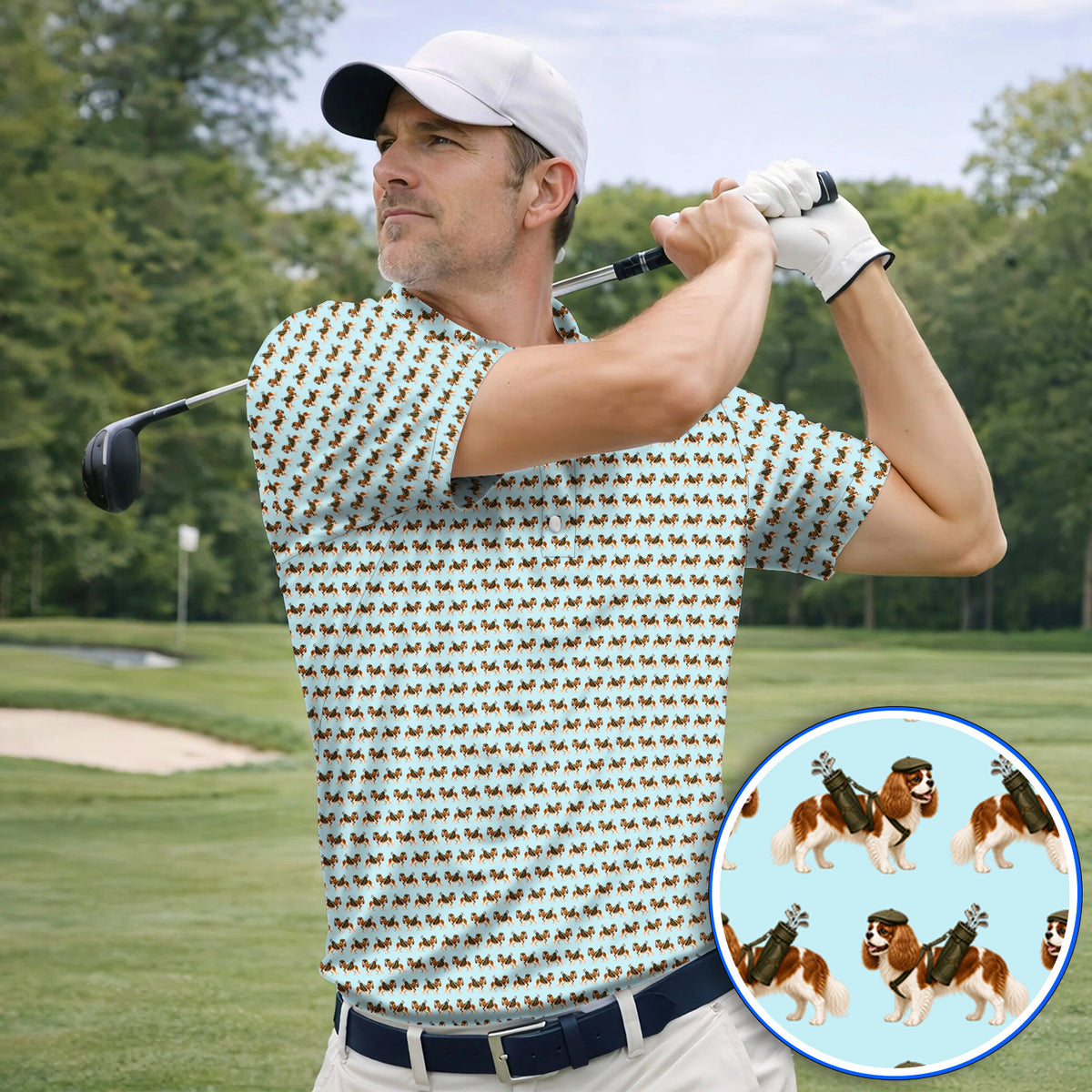 Cavalier King Charles Spaniel Golf Polos, Funny Cavalier Golf Shirt, Golf Gift For Dog Lovers