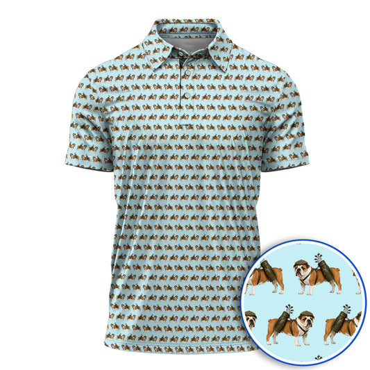 Bulldog Pattern Golf Shirt, English Bulldog Golf Polos, Funny Golf Gift For Golfer