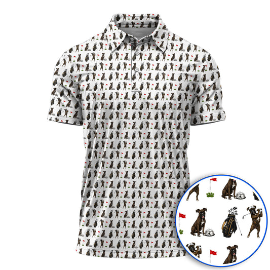 Brindle Boxer Dog Golf Polos, Funny Pattern Golf Shirt, Golf Dad Gift