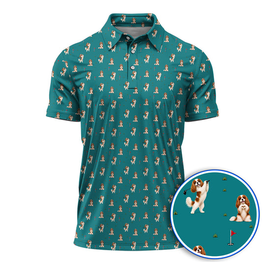 Funny Cavalier King Charles Spaniel Golf Polos, Funny Cavalier Golf Shirt, Golf Gift For Dog Lovers