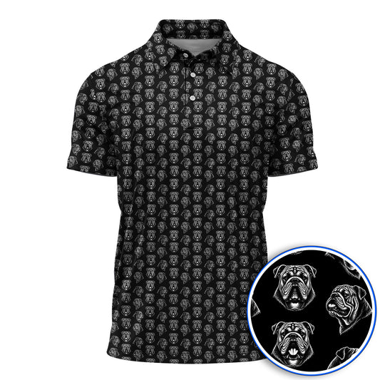 English Bulldog Golf Pattern Polos, Bulldog Golf Shirt, Crazy Golf Gift For Golfers