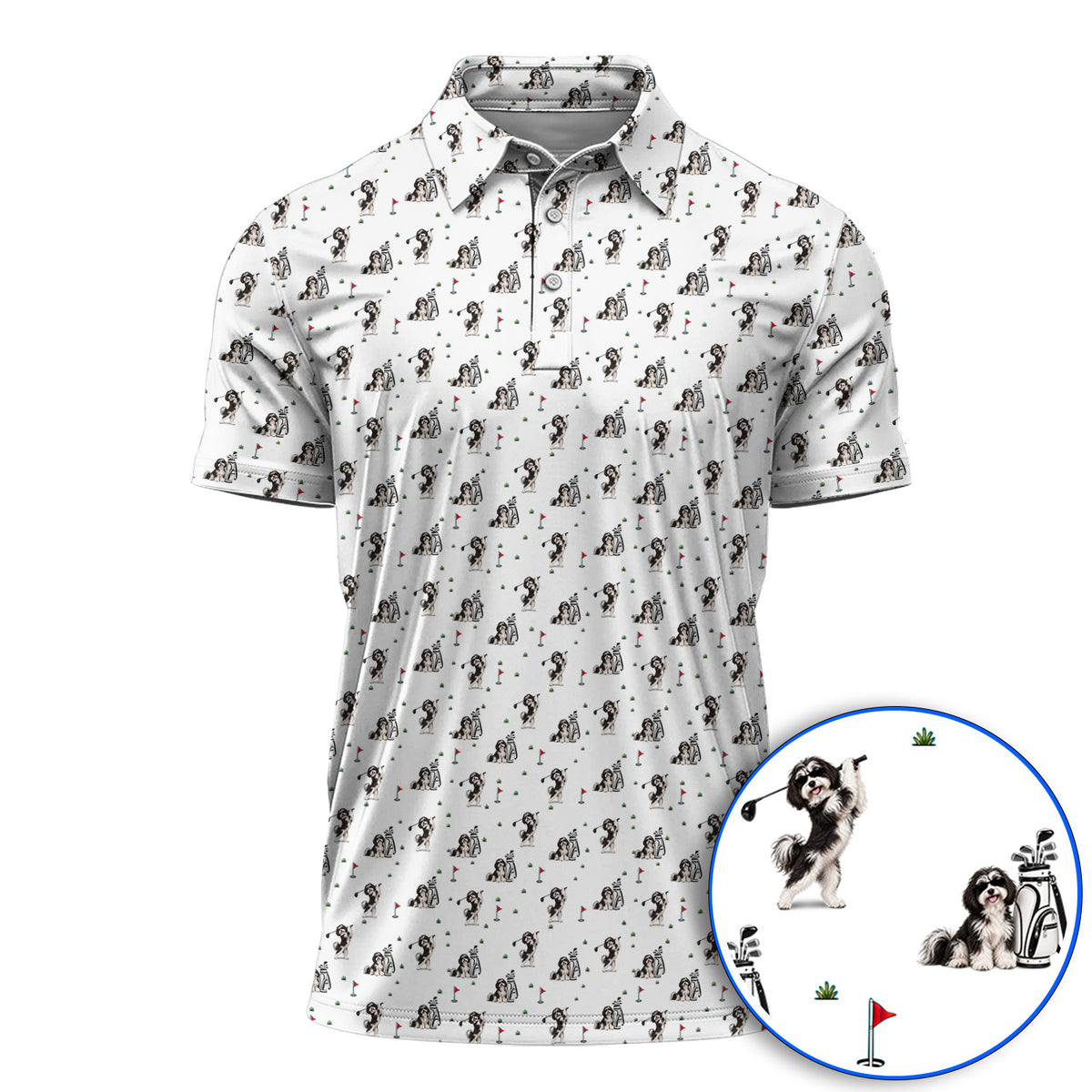 Havanese Pattern Golf Polos, Havanese Golf Shirt, Funny Golf Gift for Golfer