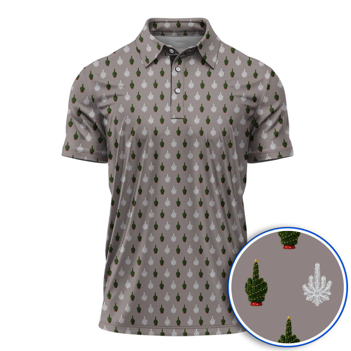Christmas Tree Pattern Golf Polos, Xmas Golf Shirt, Funny Golf Gift For Golfer