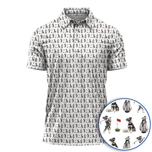 Funny Miniature Schnauzer Golf Shirt, Schnauzer Pattern Golf Polos, Gift For Golf Lovers