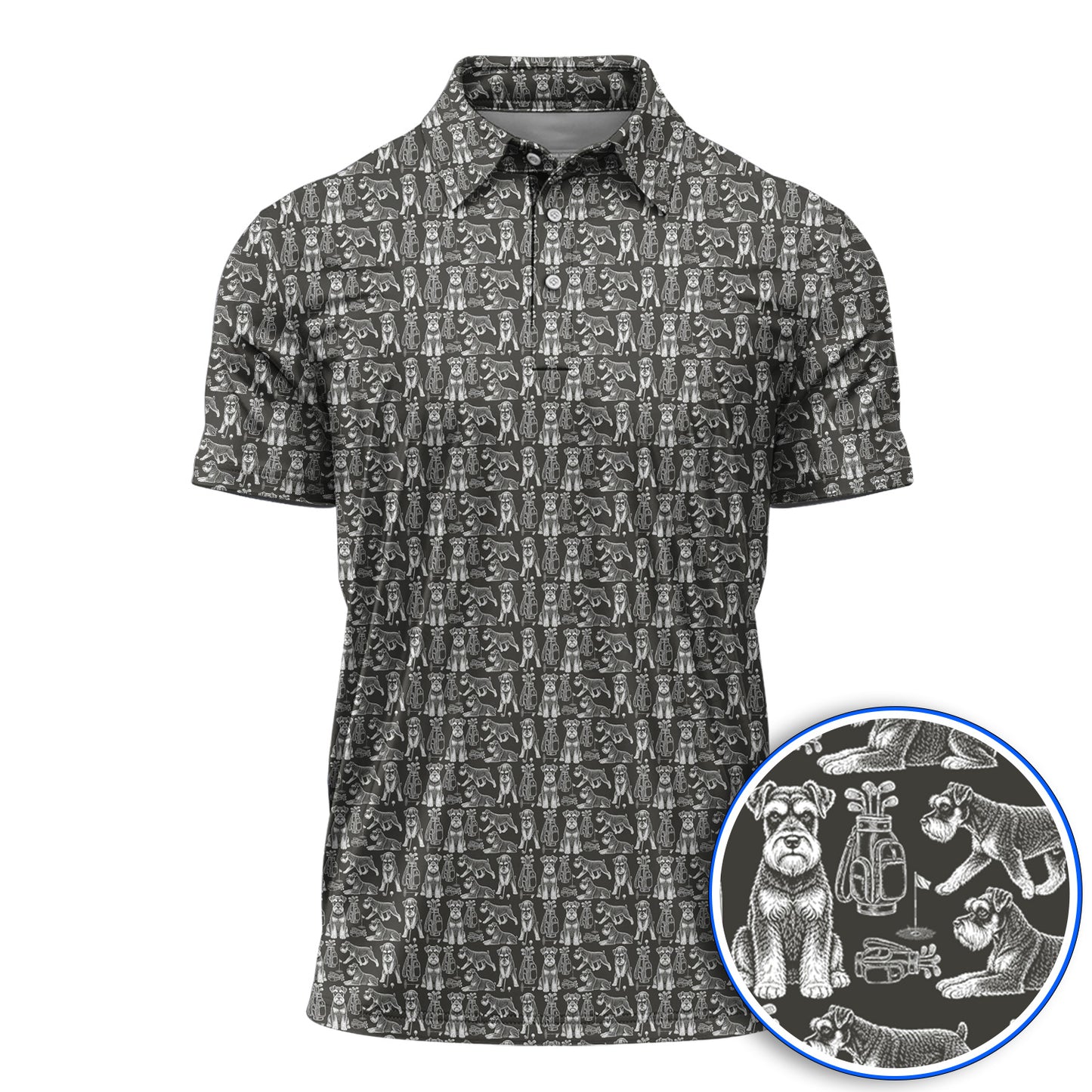Miniature Schnauzer Golf Polos, Retro Schnauzer Golf Shirt, Crazy Golf Gift For Golfer