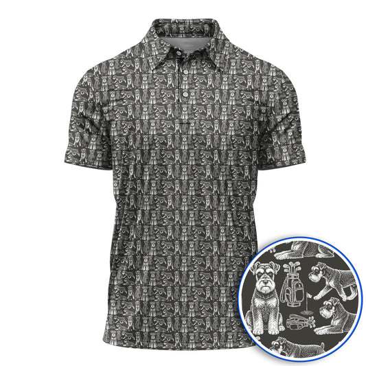 Miniature Schnauzer Golf Polos, Retro Schnauzer Golf Shirt, Crazy Golf Gift For Golfer