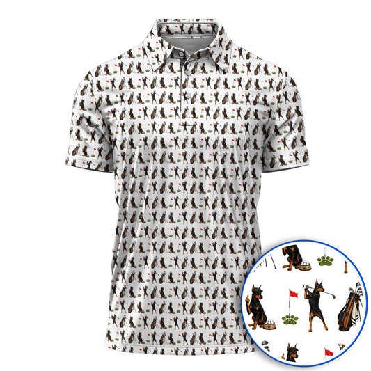Doberman Golf Shirt, Funny Doberman Pattern Golf Polos, Dog Lover Golf Gift