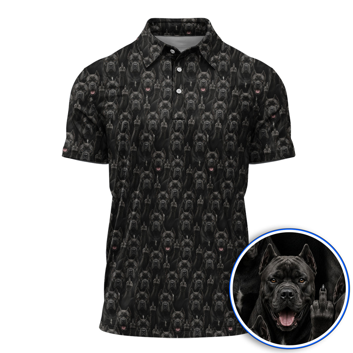 Funny Cane Corso Pattern Golf Shirt, Black Cane Corso Golf Polos for Golfer, Golf Gift for Dog Lovers