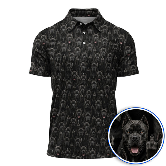 Funny Cane Corso Pattern Golf Shirt, Black Cane Corso Golf Polos for Golfer, Golf Gift for Dog Lovers