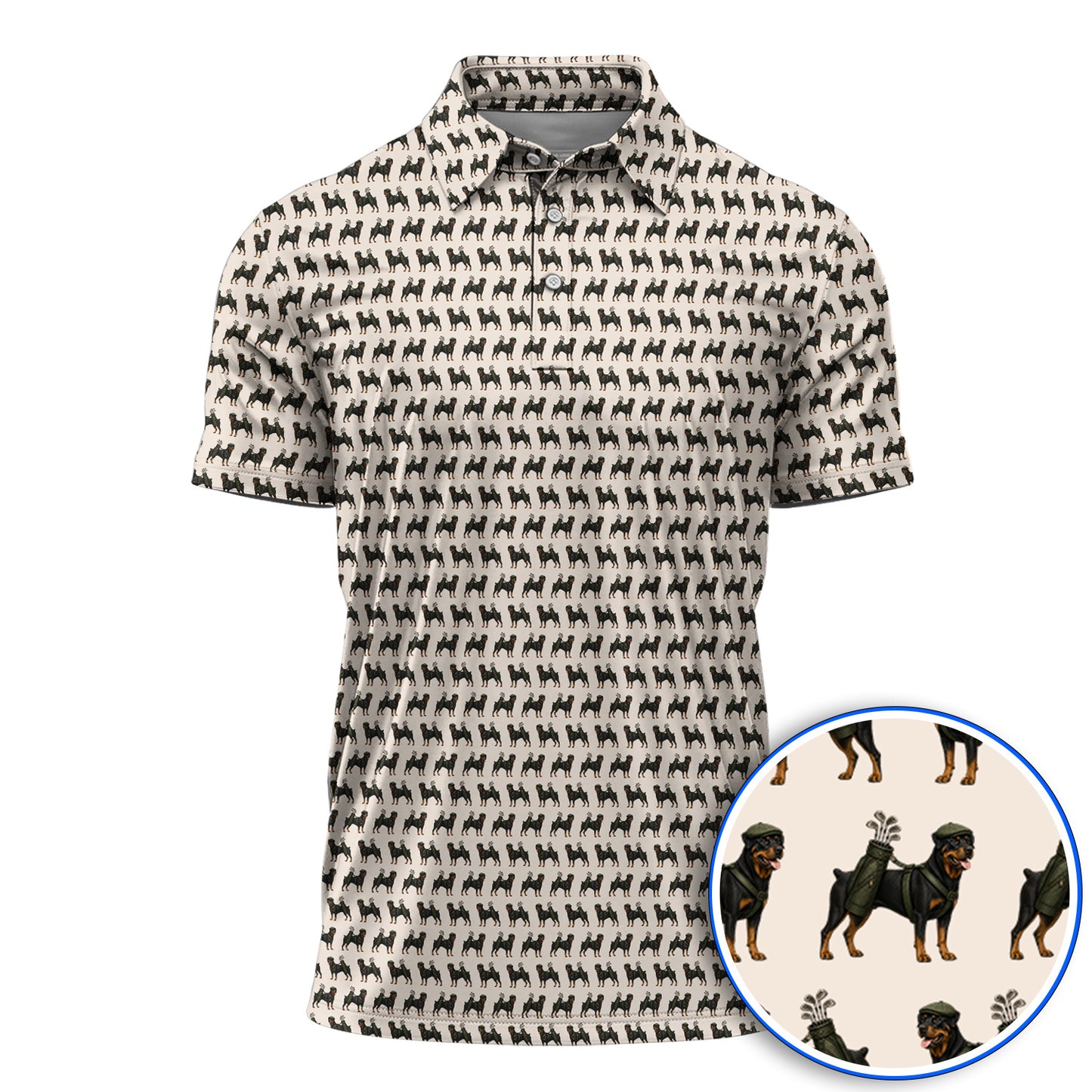 Rottweiler Golf Shirt, Rottweiler Dog Golf Pattern Polos, Crazy Golf Gift For Golfer