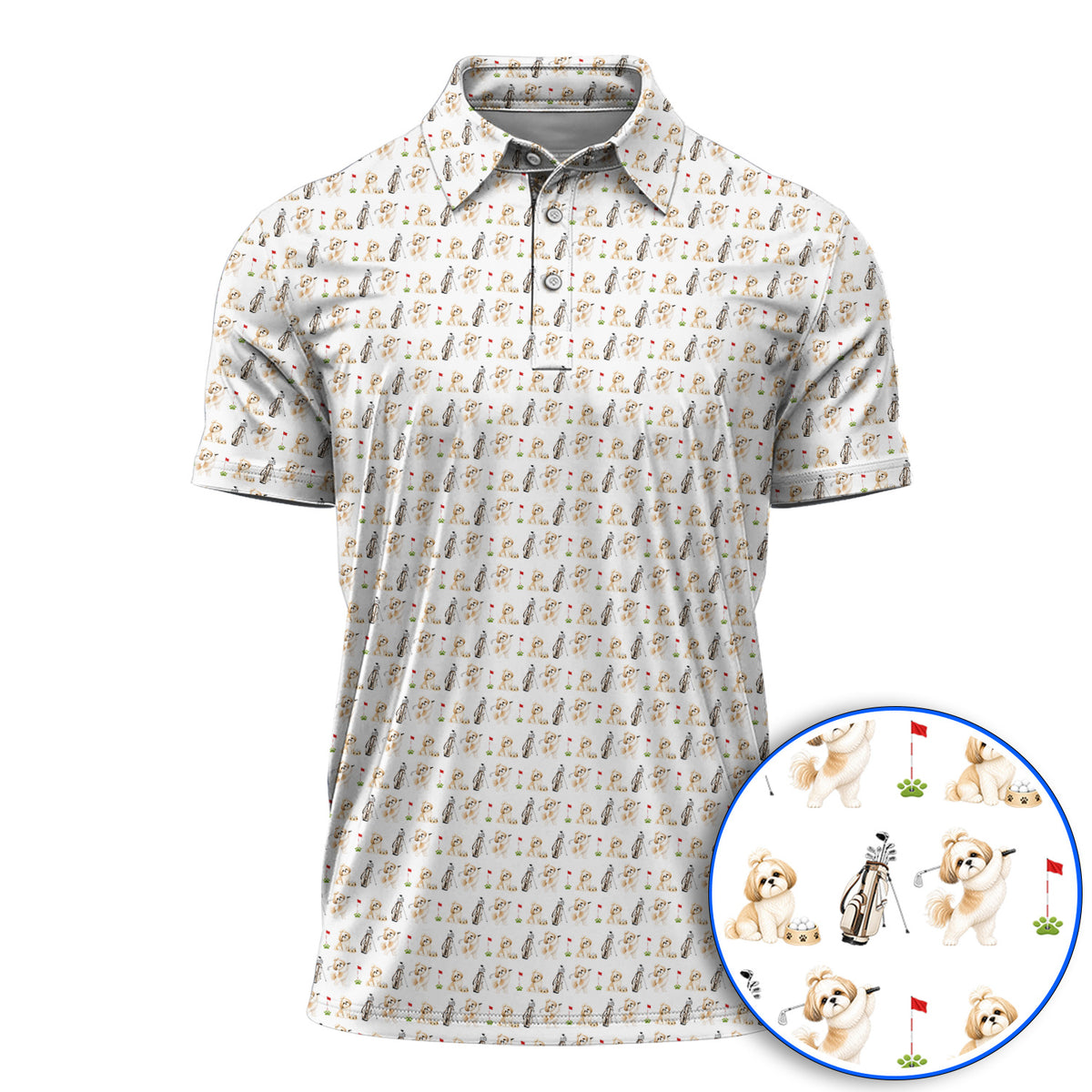 Crazy Shih Tzu Golf Shirt, Cute Shih Tzu Pattern Golf Polos, Golf Gift For Golfer