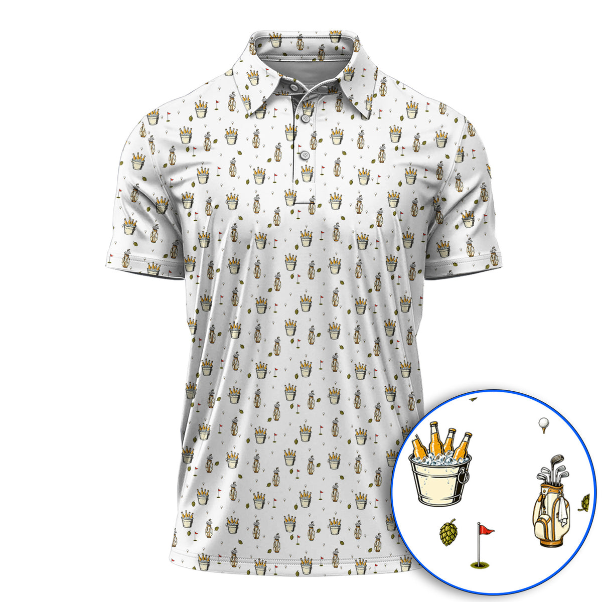 Crazy Beer Pattern Golf Shirt, Beers Golf Polos, Golf Gift For Golfer