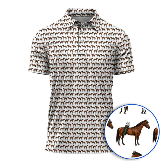 American Quarter Horse Golf Shirt, Crazy Horse Pattern Golf Polos, Western Horse Gift for Golfers