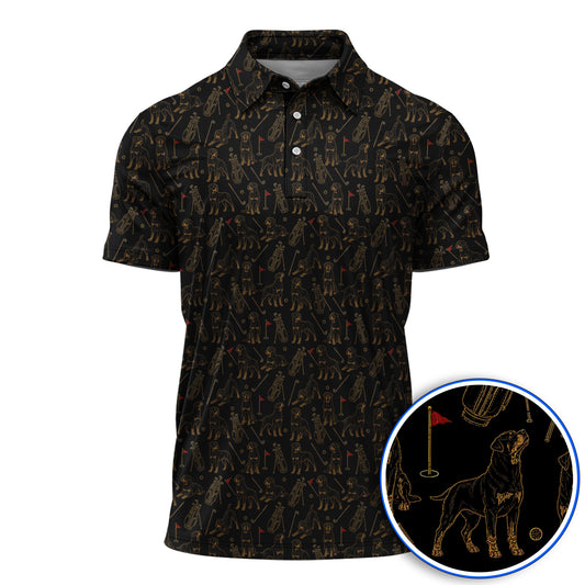 Crazy Rottweiler Golf Polos, Rottweiler Dog Pattern Golf Shirt, Golf Gift For Golfer