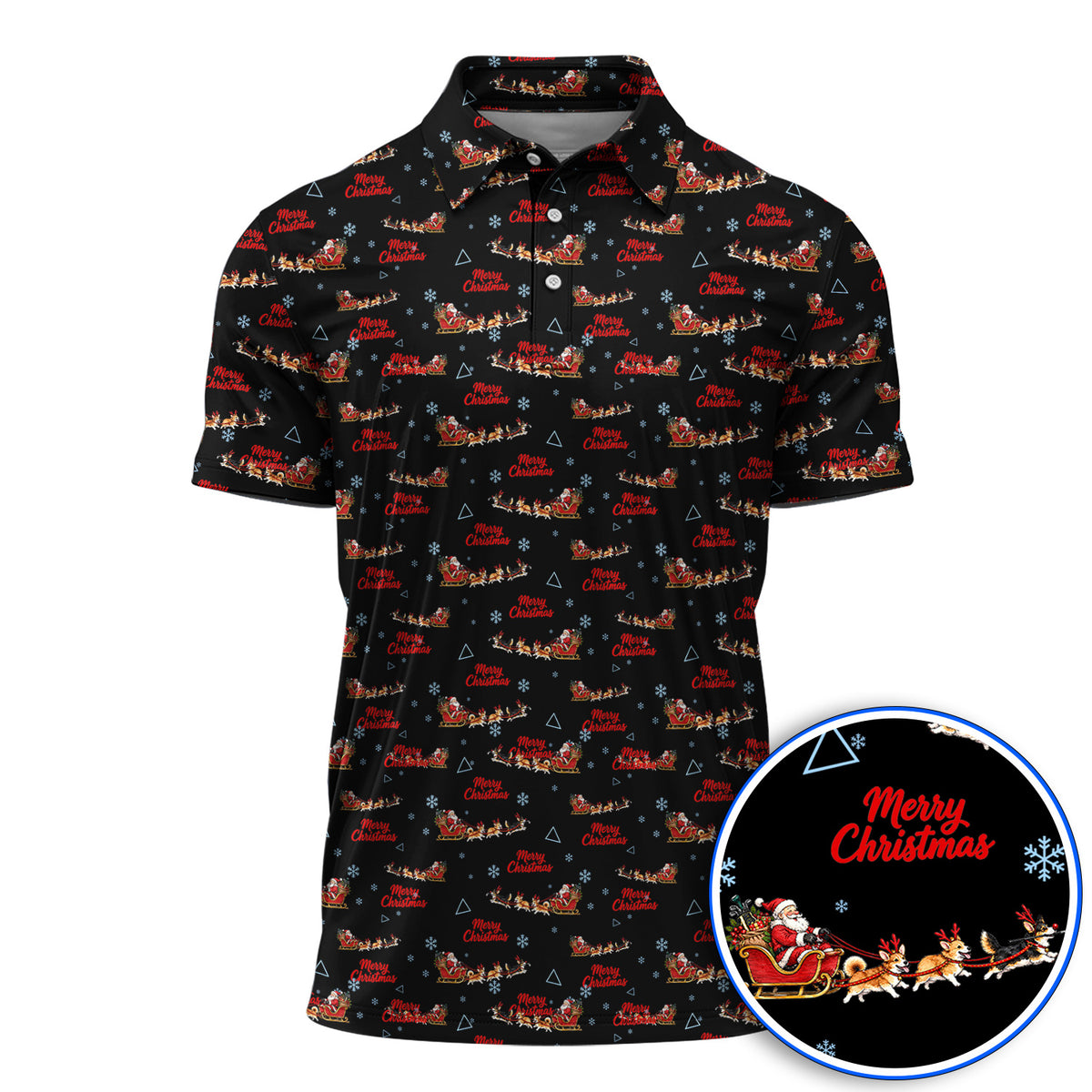 Corgi Christmas Pattern Golf Shirt, Funny Corgi Golf Polos, Xmas Golf Gift For Golfers
