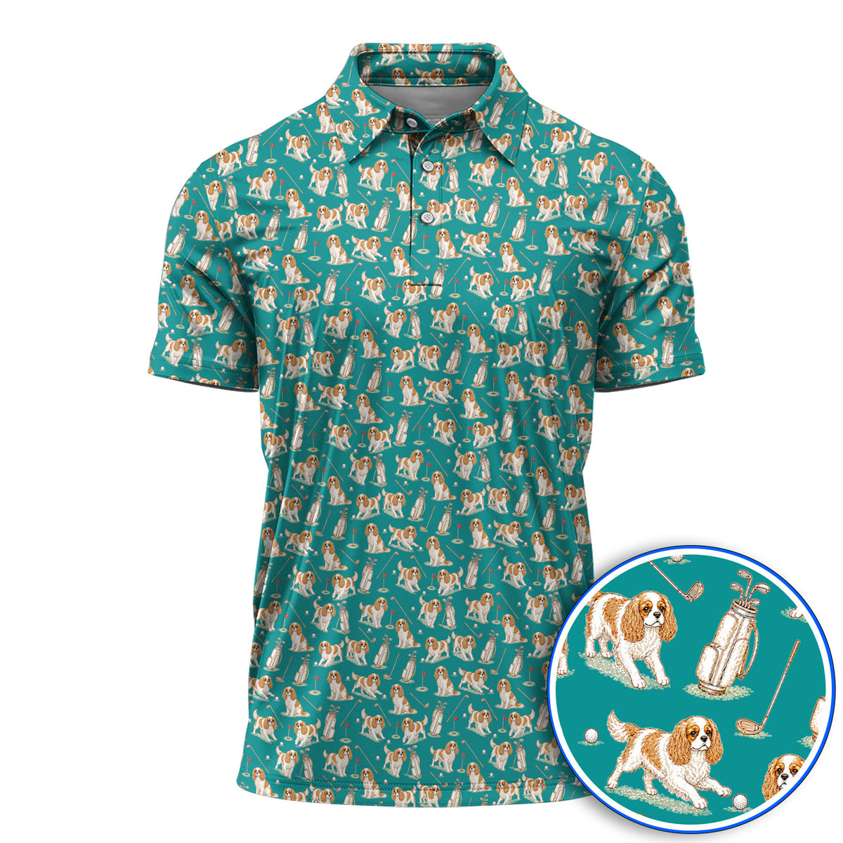 Crazy Cavalier King Charles Spaniel Golf Shirt, Funny Cavalier Golf Polos, Golf Gift For Golfer
