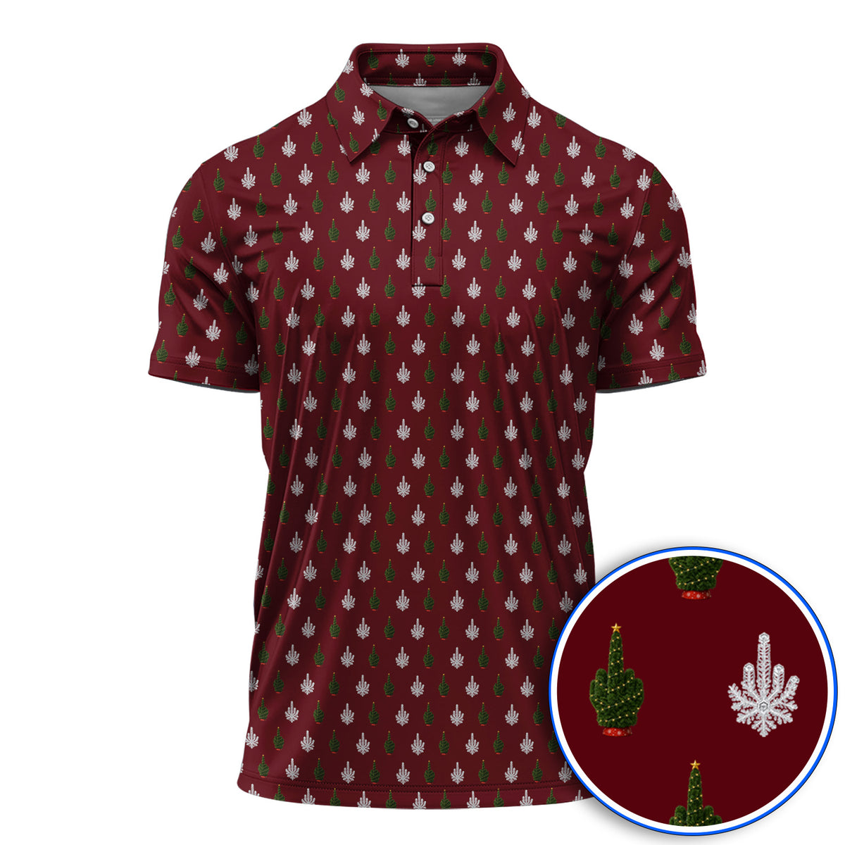 Christmas Tree Pattern Golf Polos, Xmas Golf Shirt, Funny Golf Gift For Golfer
