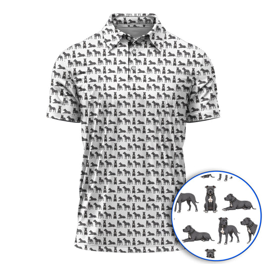 Pit Bull Golf Polos, Pit Bull Pattern Golf Shirt for Dog Lovers, Golf Gift For Golfer