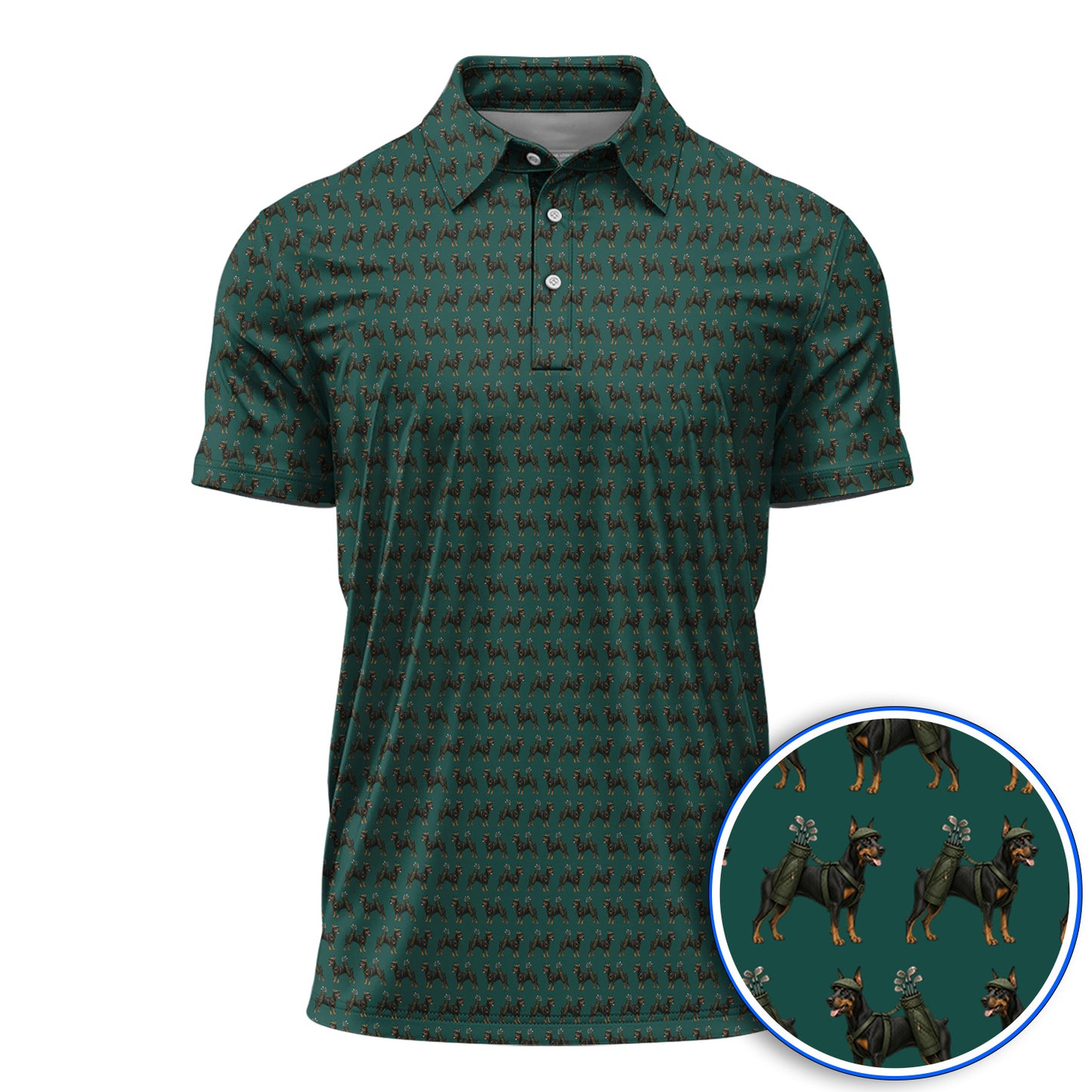 Doberman Golf Polos, Crazy Doberman Pattern Golf Shirt, Dog Lover Golf Gift