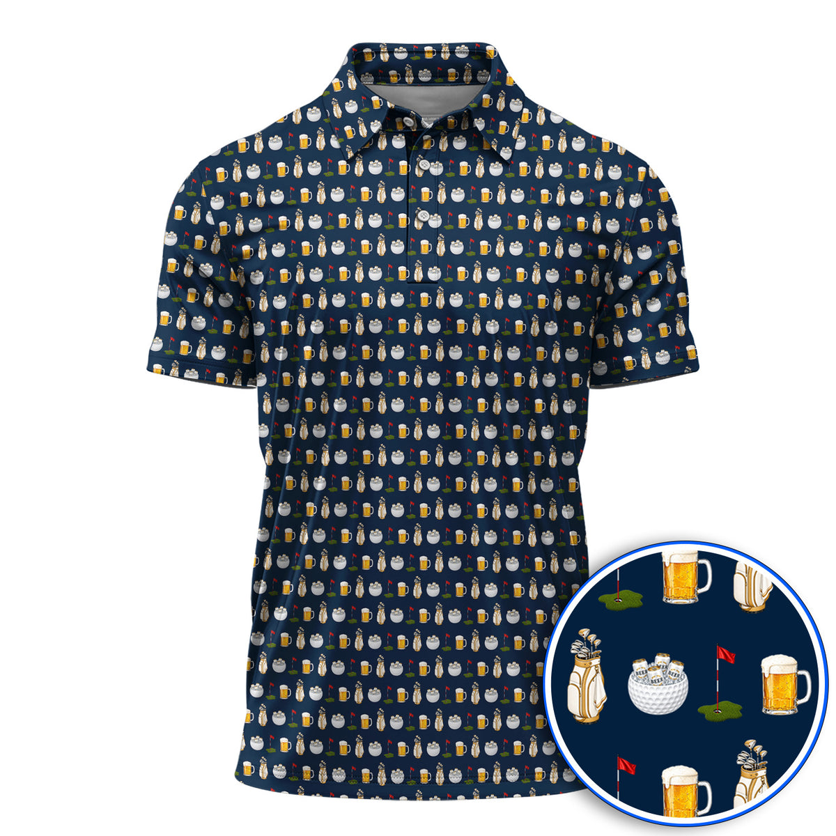 Crazy Beer Pattern Golf Polos, Beers Golf Shirt, Golf Gift For Golfer