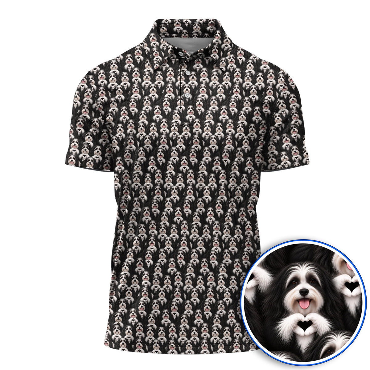 Havanese Dog Pattern Golf Polos, Cute Havanese Lover Golf Shirt, Funny Dog Golf Gift For Golfers
