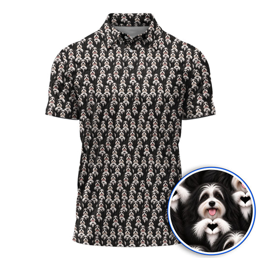 Havanese Dog Pattern Golf Polos, Cute Havanese Lover Golf Shirt, Funny Dog Golf Gift For Golfers