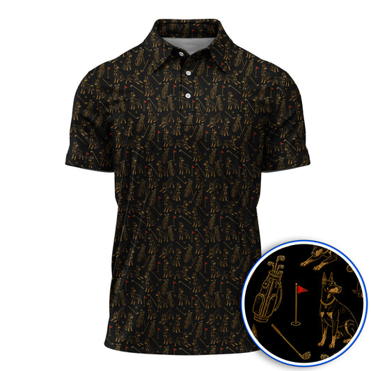 Crazy Doberman Golf Polos, Doberman Pattern Golf Shirt, Golf Gift For Golfer