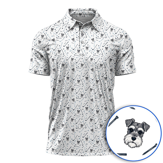 Crazy Miniature Schnauzer Pattern Golf Polos, Mini Schnauzer Golf Shirt, Dog Lover Golf Gift