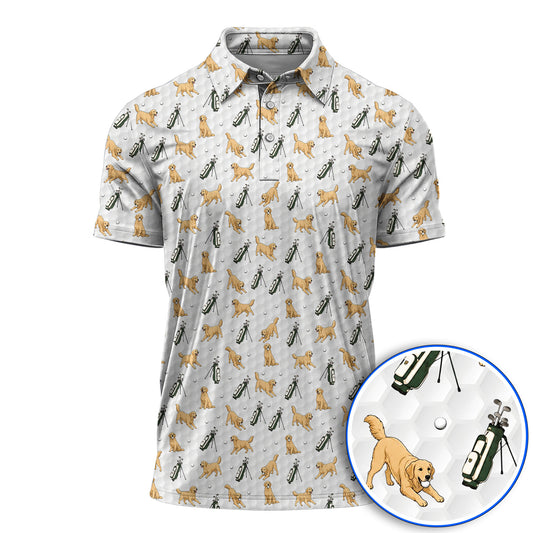Funny Golden Retriever Pattern Golf Shỉt, Golden Retriever Golf Shirt For Golfer, Dad Golf Gift