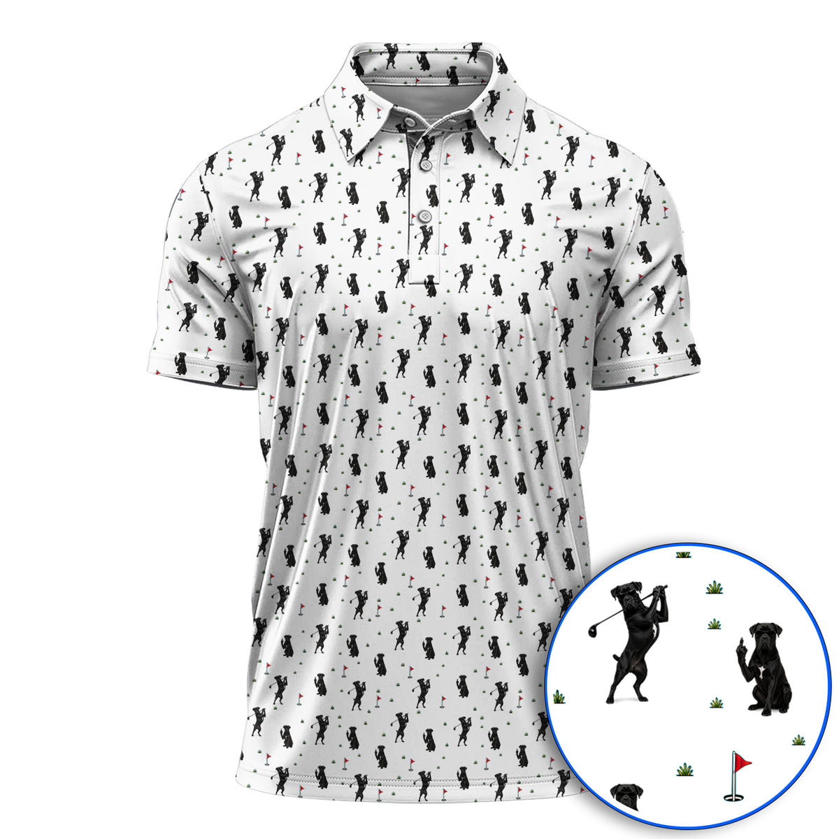 Cane Corso Middle Finger Golf Polos, Black Cane Corso Golf Pattern Shirt for Dog Lovers, Funny Golf Gift for Golfers