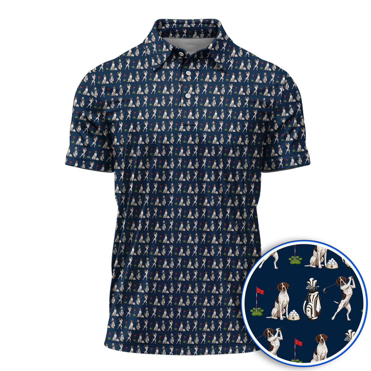 German Shorthaired Pointer Golf Polos, Funny Pattern Golf Shirt, Golf Gift For Golfer