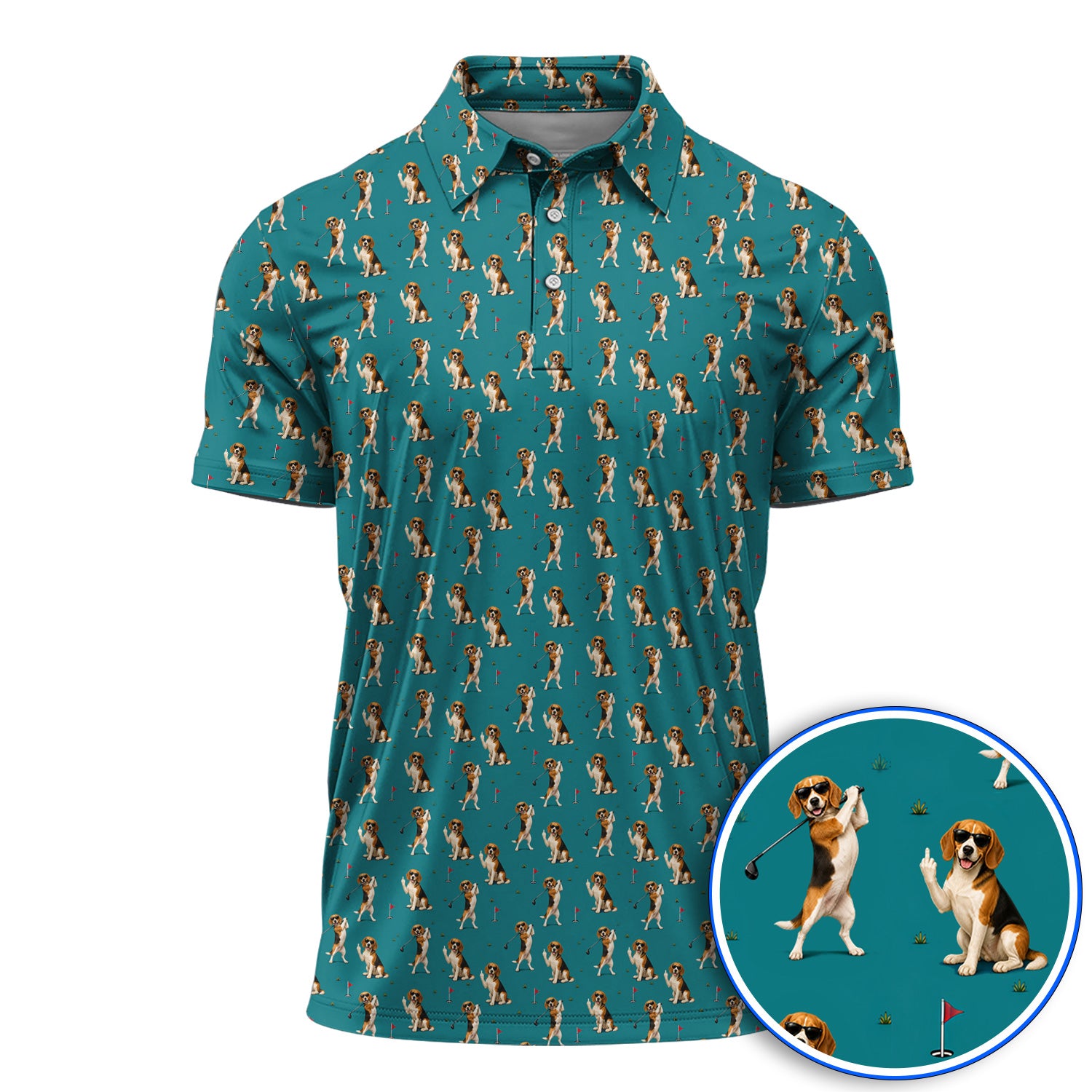 Beagle Pattern Golf Polos, Funny Beagle Golf Shirt, Dog Lover Gift For ...
