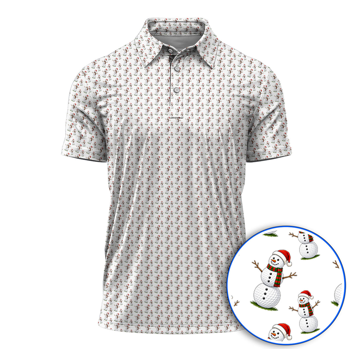 Snowman Christmas Golf Polos, Funny Xmas Golf Shirt, Golf Gift for Golfer