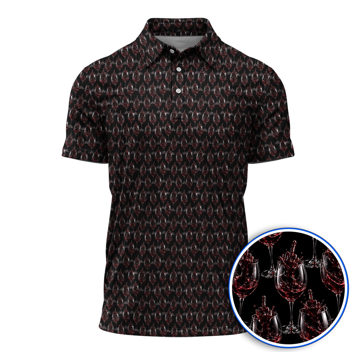 Cabernet Lover Golf Polos, Red Wine Pattern Golf Shirt, Winery Inspired Golfer Gift