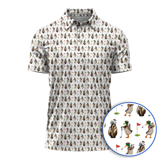 Mallard Duck Golf Shirt, Funny Waterfowl Pattern Golf Polos, Perfect Gift for Golfers & Duck Hunters