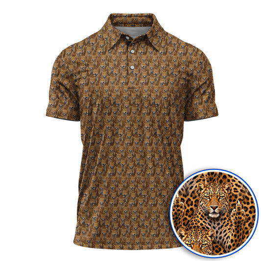 Funny Leopard Golf Shirt, Bold Leopard Pattern Golf Polos, Wild Safari Gift For Golf Lovers